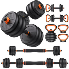 FEIERDUN Adjustable Dumbbells 40lbs Free Weight Set with Connector 4 in1 Dumbbells Set Used as Barbell Kettlebells Push up Stand Fitness Exercises for Home Gym Suitable Men/Women