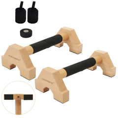 EVERYMATE Calisthenics Wood Parallettes Bars Wood Push Up Bars Calisthenics Equipment for Home Push Up Handles for Floor Handstand Push Up Handles Wrist Wraps Included