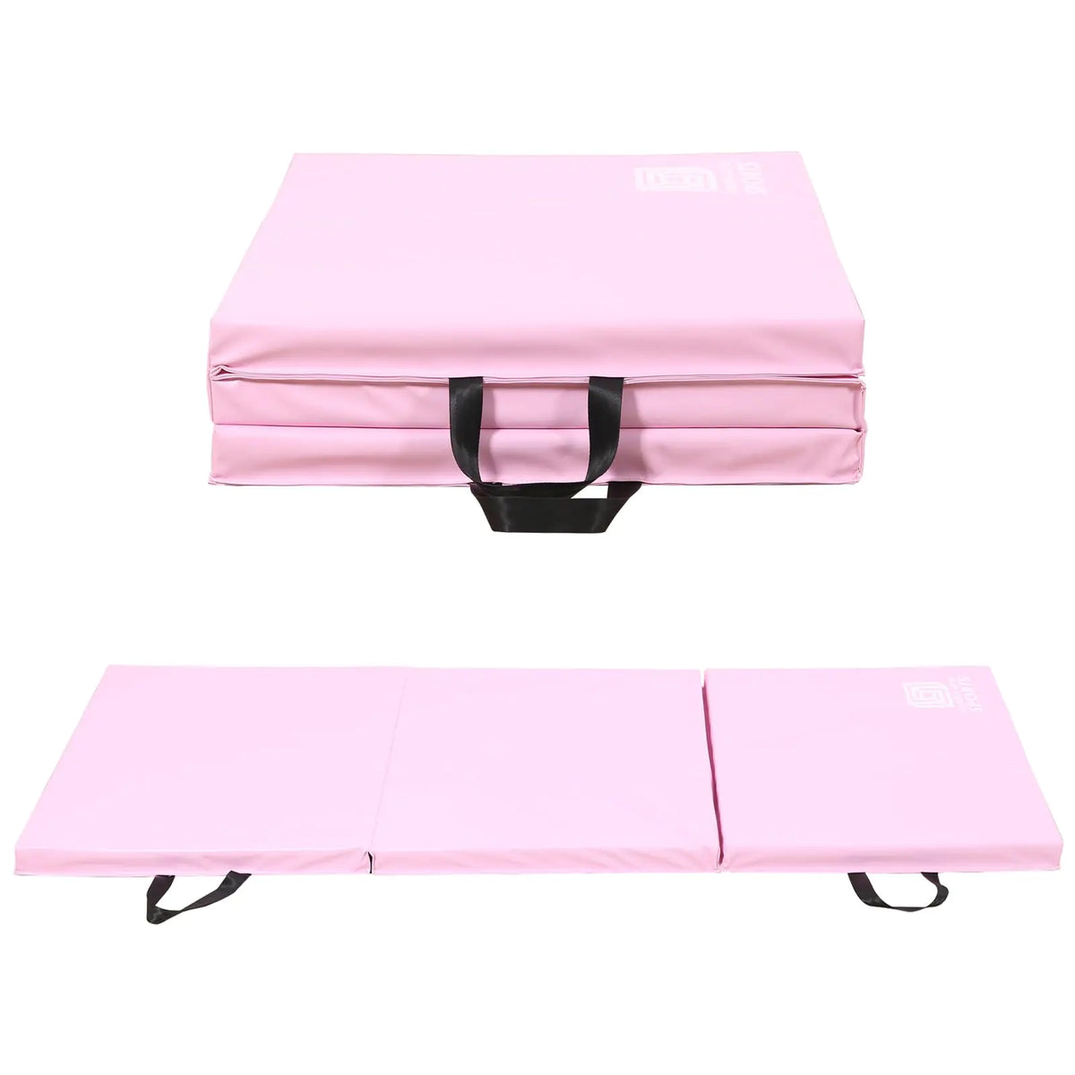 Modern-Depo Gymnastics Mat 6x2x2 Foldable Floor Tumbling Mats with Carrying Handles Three Fold Thick Exercise Fitness Mat for Home Gym Workout Aerobics Stretching Yoga Pilates Pink