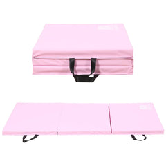 Modern-Depo Gymnastics Mat 6x2x2 Foldable Floor Tumbling Mats with Carrying Handles Three Fold Thick Exercise Fitness Mat for Home Gym Workout Aerobics Stretching Yoga Pilates Pink