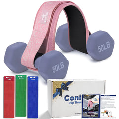 physical fitness Coniflor Hip Thrust Belt with 3 Resistance Bands - Adjustable Fitness Belt for Dumbbells Kettlebells Plates - Support Up to 100 lbs - for Glute Workouts at Home Gym - Gifts Ideas for Women Pink