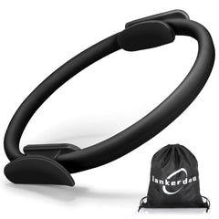 LANKERDOO Pilates Ring Fitness Circle 14" Yoga Rings Magic Circle with Dual Padded Handles for Toning Arms Thighs/Legs & Core，Home Exercise Equipment ﻿ (Black)
